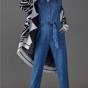 Anthropologie Pilcro and Letterpress Women’s Denim Jumpsuit with Tie Waist